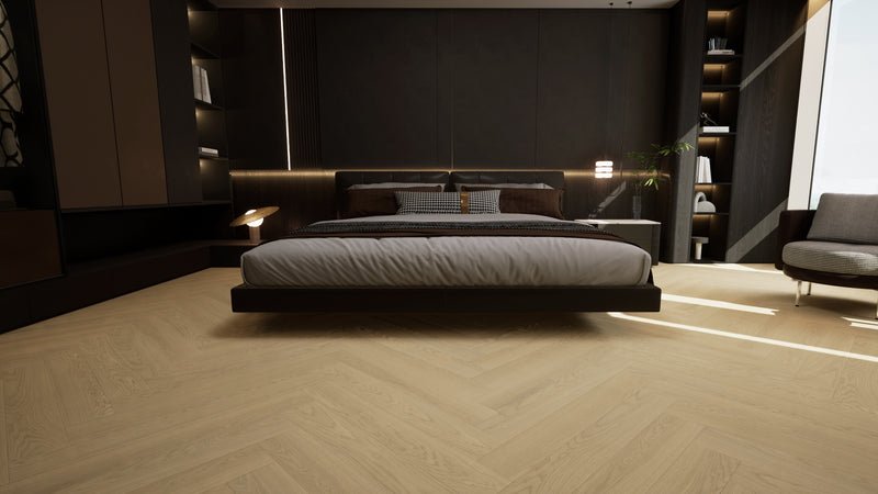 Abbotsford Herringbone — McMillan engineered white oak flooring by Jamail Hardwoods