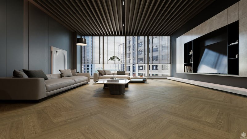 Nevis Herringbone — McMillan engineered white oak flooring by Jamail Hardwoods