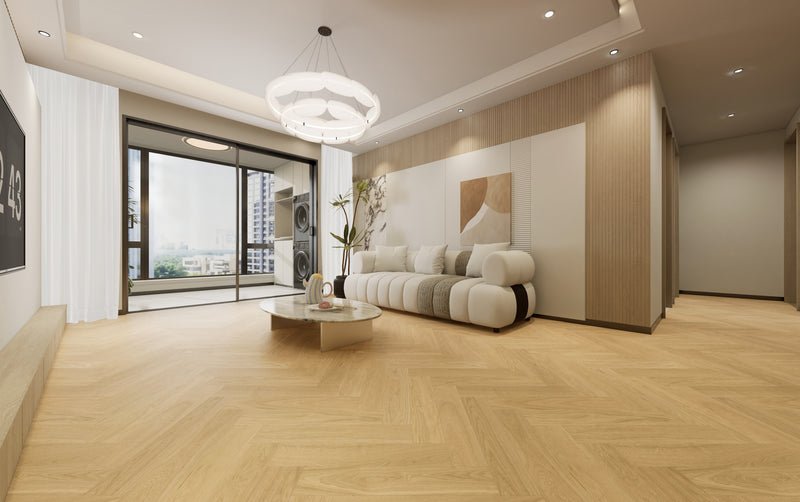 Plaza Herringbone — McMillan engineered white oak flooring by Jamail Hardwoods